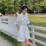 现货2022工装连体裤女夏装宽松显瘦短裤连衣裤290K51P80控138，女装连体裤，艾青服饰