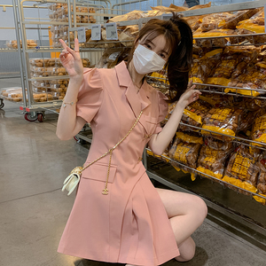现货 法式设计感西装连衣裙女收腰不规则百褶165 2912P120控178图片