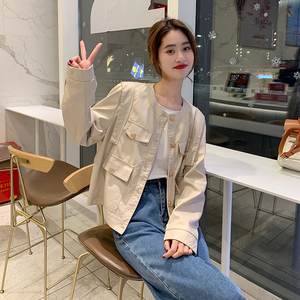 现货 主推显瘦机车PU皮衣女春秋百搭时尚皮夹克8271P130控198图片