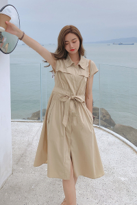 现货  连衣裙女夏新款赫本风气质显瘦中裙487 158P105控148图片