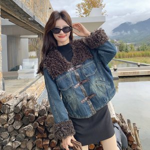 现货 冬装百搭宽松显瘦牛仔服加棉女保暖派克服外套6652P205可98图片