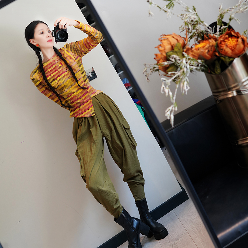 高腰原创设计又酷又美哈伦裤