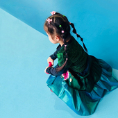 原创设计店 版 深绿浅绿 童装 绣花小裙子 此岸歌声