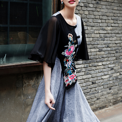 此岸歌声原创设计织拼小马连衣裙