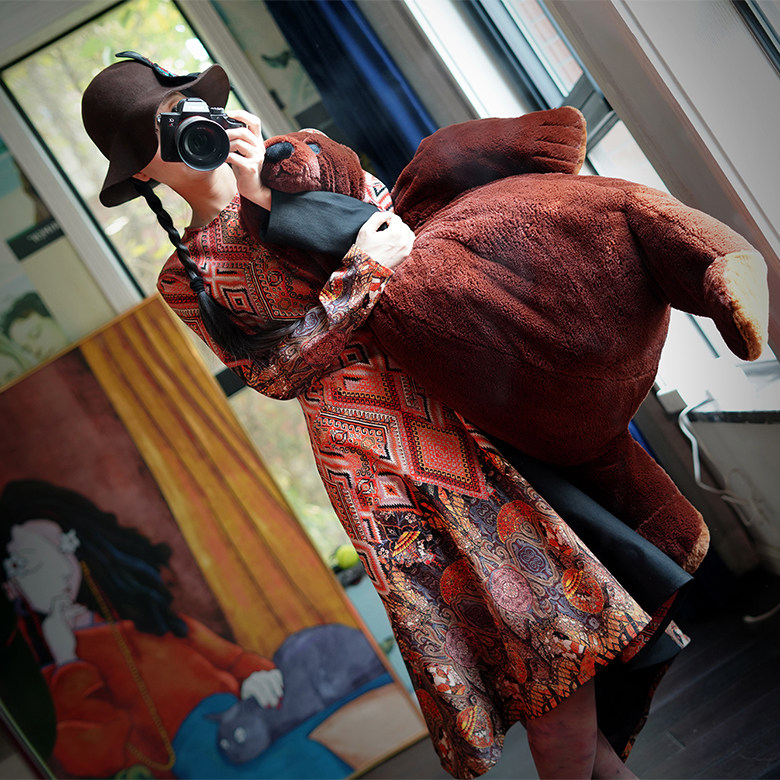 此岸歌声*原创设计店-斑斓花色罗马布不规则袍  寄世书