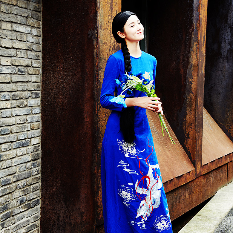 此岸歌声*原创设计店-深宝蓝狐狸绣小袍子  薄暮时（售完即止）