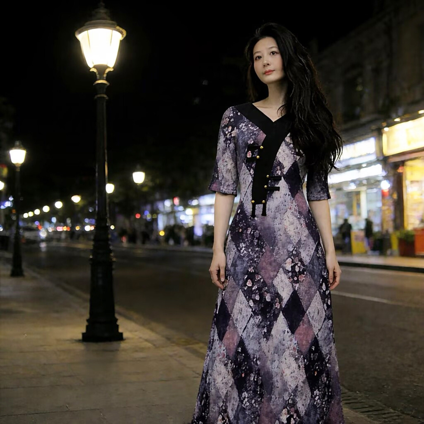 此岸歌声*原创-哥特/月份牌女郎灰红氤氲改良旗袍  （特特惠）