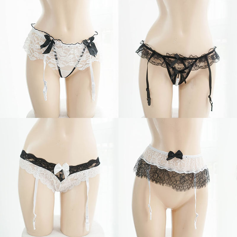 吊袜带套装夹丝袜子防滑带连体丁字裤不含丝袜蕾丝花边吊带袜装置