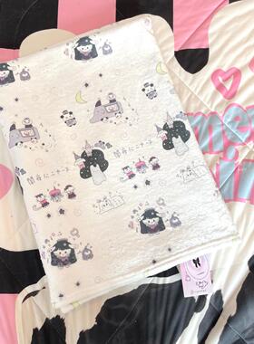 Ruibbit原创漫画黑白色毛毯保暖法兰绒宿舍办公室空调亚文化