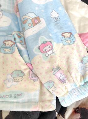 Ruibbit原创雪景日记印花睡衣法兰绒秋冬长袖睡衣套装家居服女