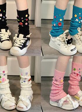 Ruibbit糖果扣子堆堆袜袜套y2k少女白色亚文化辣妹小众腿套显瘦