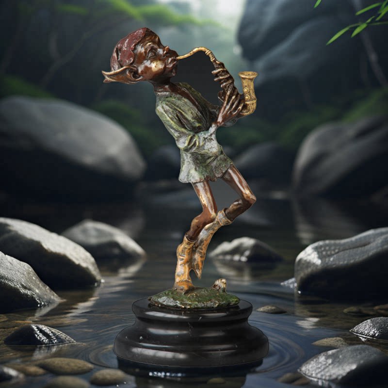 铜雕萨克斯精灵EP846s欧式人物工艺品酒店办公室家居客厅桌面摆件