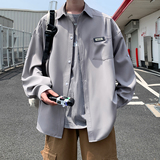 2025大码宽松长袖衬衫港风秋季男纯色休闲衬衣666P48控68，男装衬衫，电商A029A