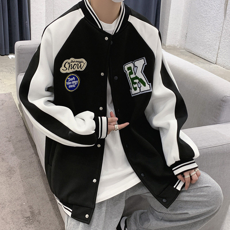 春秋款港风大码宽松棒球服潮男休闲夹克外套A029A2259P70控88,男装夹克,电商A029A