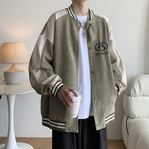 大码港风宽松休闲拼接棒球服夹克少年感百搭外套男 2869 P88控118图片
