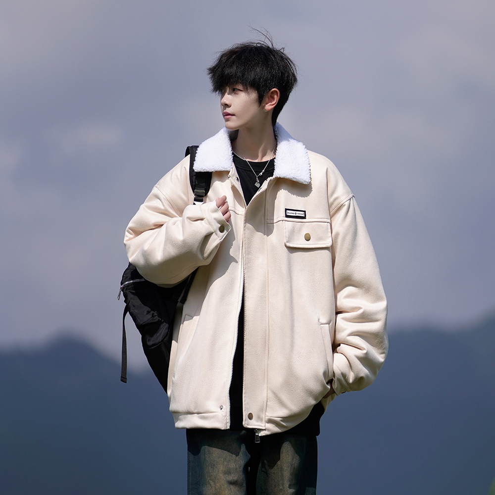 休闲棉服日系复古羊羔毛加厚外套港风棉衣相机片2903P88控128，男装棉衣，电商A029A