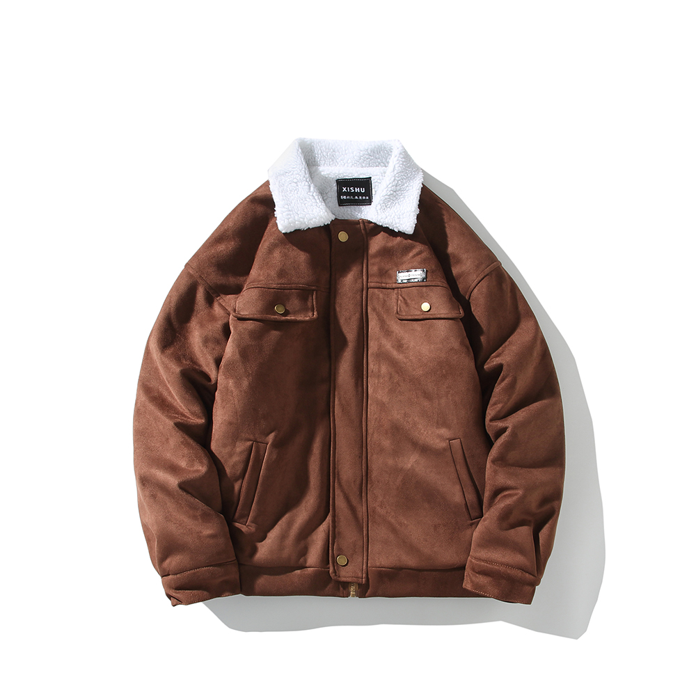 白底平铺休闲棉服冬羊羔绒翻领加厚外套工装棉衣2903P88控128，男装棉衣，电商A029A