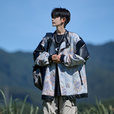 相机片秋新款皮衣外套潮男休闲立领宽松机车花夹克6656P88控128，男装夹克，电商A029A