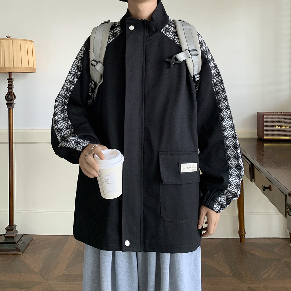 大码日系外套休闲夹克潮牌青年男宽松茄克舒适简约2885P58控88,男装夹克,电商A029A