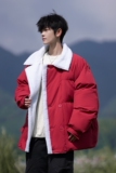 相机片休闲棉服冬羊羔绒翻领保暖外套男纯色棉衣2911P105控148，男装棉衣，电商A029A