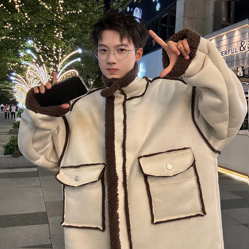 新款纯色羊羔绒外套冬保暖大码棉服 男加厚棉衣 2901 P118控168图片