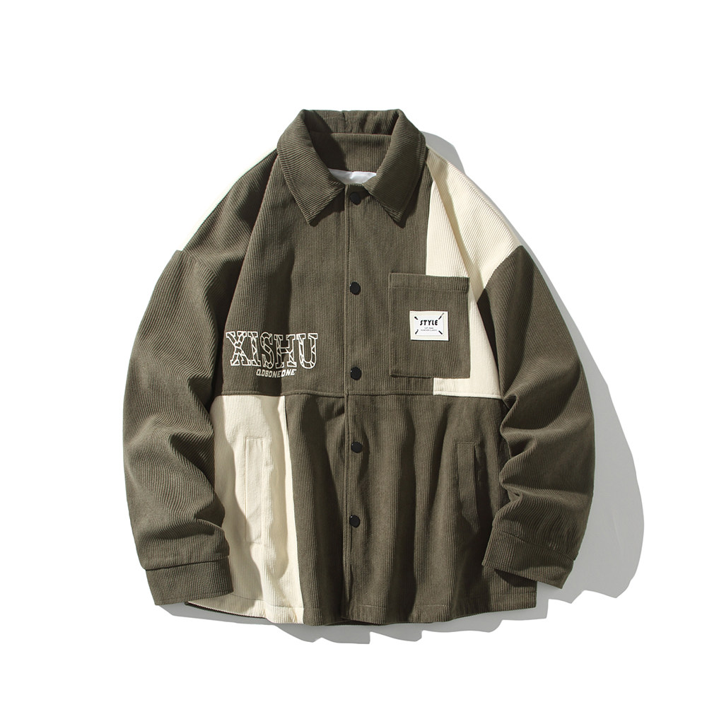 2026新款白底日系潮流大码拼色夹克男宽松外套6629P68控98，男装夹克，电商A029A