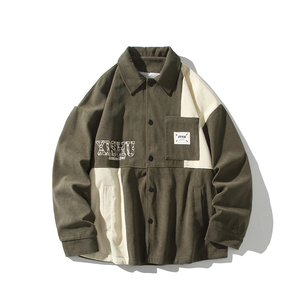 2026新款白底日系潮流大码拼色夹克 男宽松外套 6629 P68控98，男装夹克，电商A029A