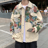 外景港风潮文艺男夹克个性日系宽松刺绣碎花外套2881P75控108，男装夹克，电商A029A