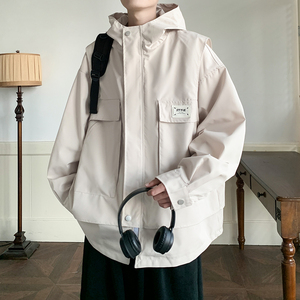 新款大码连帽百搭外套港风日系夹克潮牌高街痞帅男 2862 P65控98，男装夹克，电商A029A