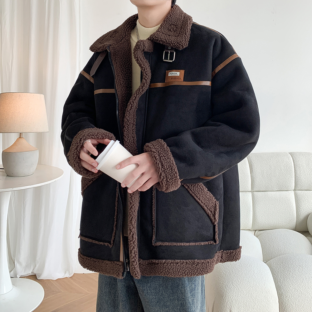 港风外套冬装宽松羊羔毛棉服男加厚绒棉衣A029A 2905 P118控168，男装棉衣，电商A029A