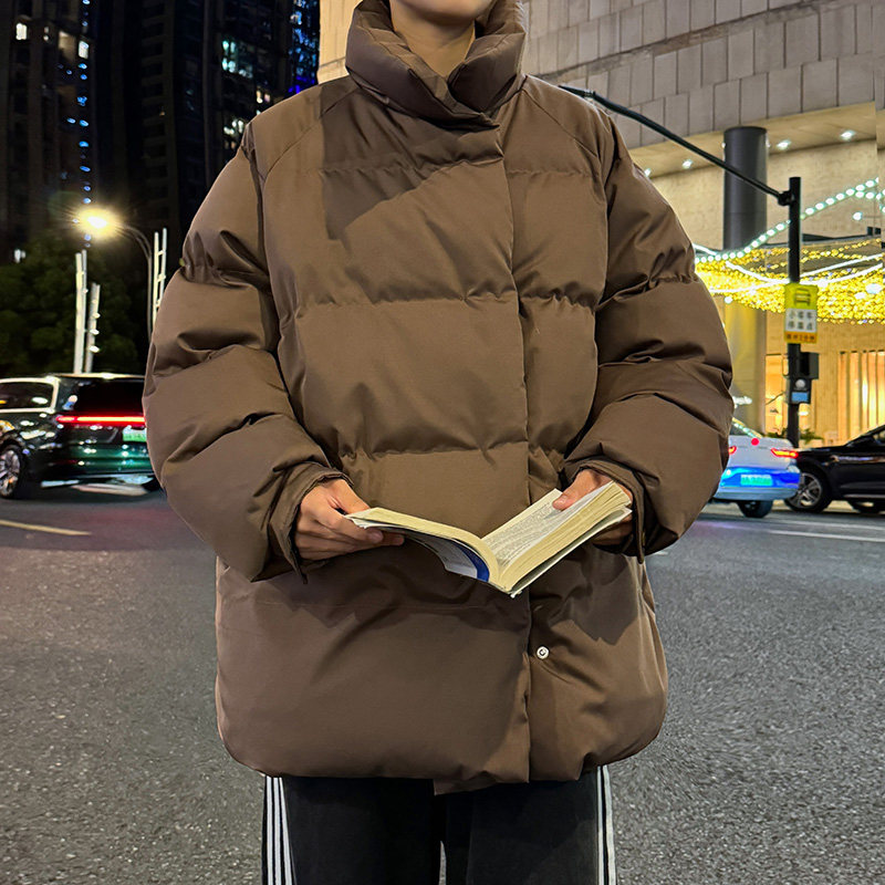 港风棉服宽松纯色外套单排扣棉袄 男加厚休闲棉衣 2908 P105控148图片