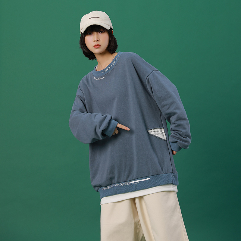 春季男衛衣外套 青年休閒假兩件圓領套頭打底衫 綠牆