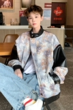 片2025秋款皮衣外套潮男日系宽松时尚花夹克6656P88控128，男装皮衣，电商A029A