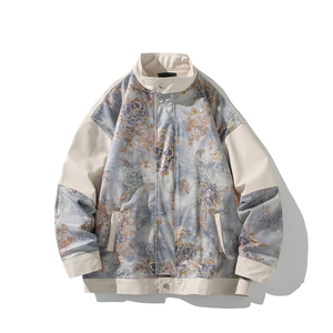 白底秋新款拼接皮衣外套男复古痞帅大码机车夹克 6656 P88控128，男装皮衣，电商A029A