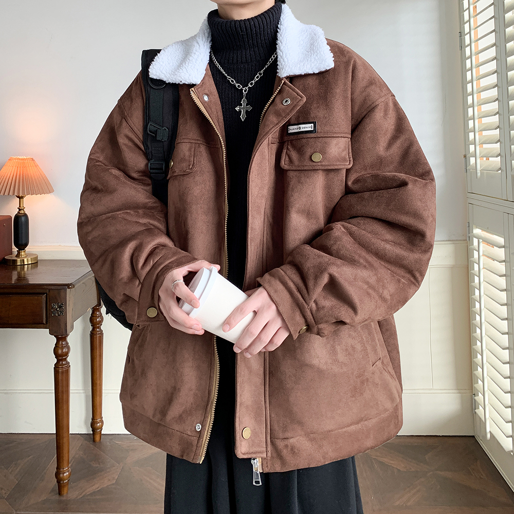 潮流男款棉服冬百搭羊羔毛翻领加厚外套港风棉衣2903P88控128，男装棉衣，电商A029A