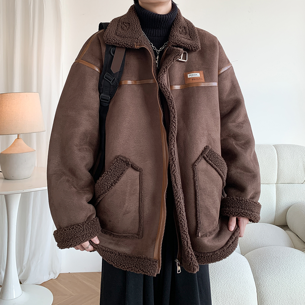 港风外套冬装宽松羊羔毛棉服男加厚绒棉衣A029A2905P118控168，男装棉衣，电商A029A