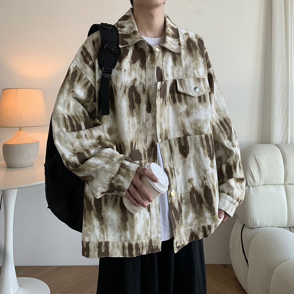 学院风男宽松休闲百搭棒球服扎染港风日系外套夹克 2888 P85控118图片