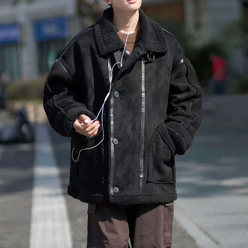 相机外景皮毛一体外套羊羔毛棉服男港风加厚棉衣 2701  P115控158图片