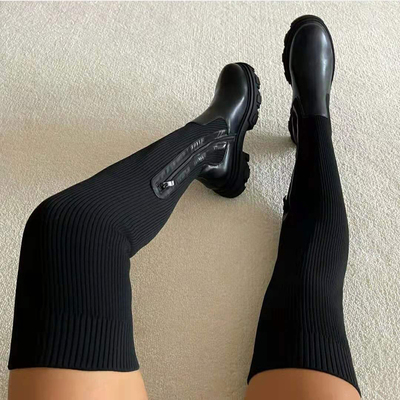 knitted wool over the knee high boots for women winter shoes
