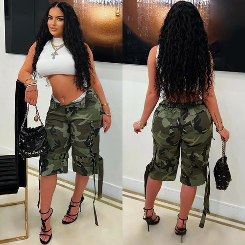 2026 new fashion women's casual camouflage workwear shorts