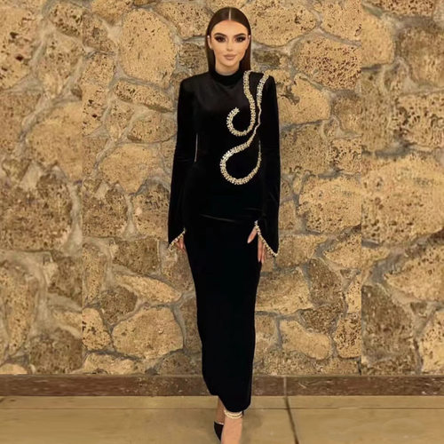 Elegant bandage Banqueting party wrap hip dress evening gown