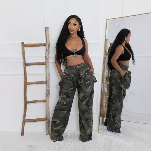 2026 Women's Fashion Camo Loose Work Pants trouser 迷彩长裤