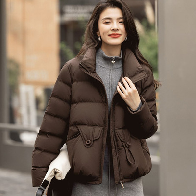 平湖羽绒服女短款2025新款鸭绒冬季羽绒外套高级感批发小个子