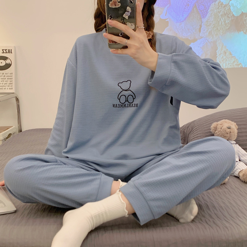 新款月子服春秋套头纯色棉产后哺乳衣宽松大码孕妇喂奶睡衣家居服