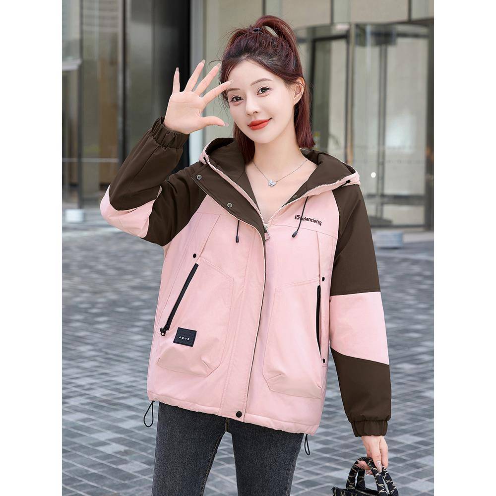 加棉冲锋衣女款2025新款棉服外套短款韩版宽松小个子冬季棉袄棉衣