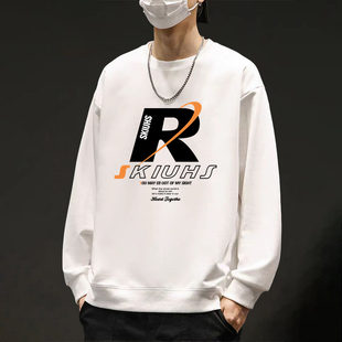 卫衣男春秋季简约帅气宽松青少年大码薄款运动上衣ins潮流长袖t恤