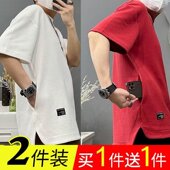 男t恤2025新款 体恤衫 夏季 短袖 薄款 宽松大口袋情侣五分袖 圆领半袖
