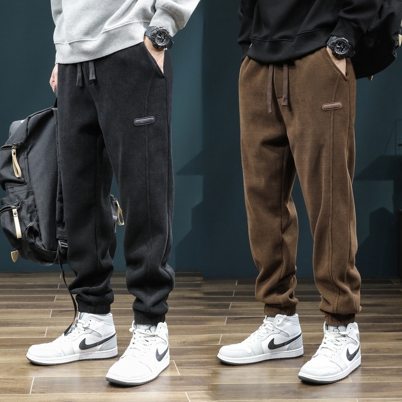 清仓捡漏外贸出口秋冬款男装休闲长裤宽松大码加绒厚雪尼尔运动裤