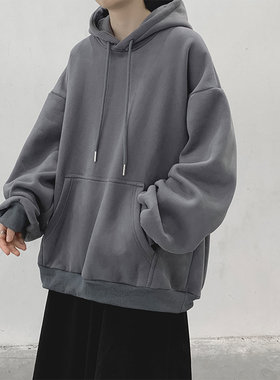 秋冬季连帽卫衣男潮流美式大码