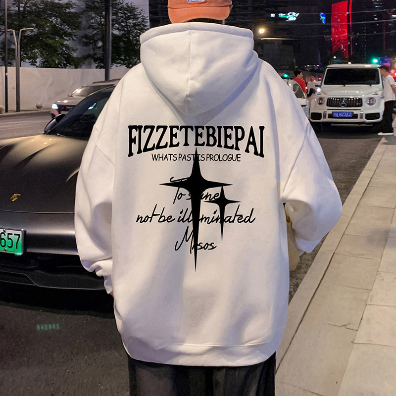 卫衣男生秋冬季韩版潮流宽松时尚连帽衫休闲运动美式印花保暖外套